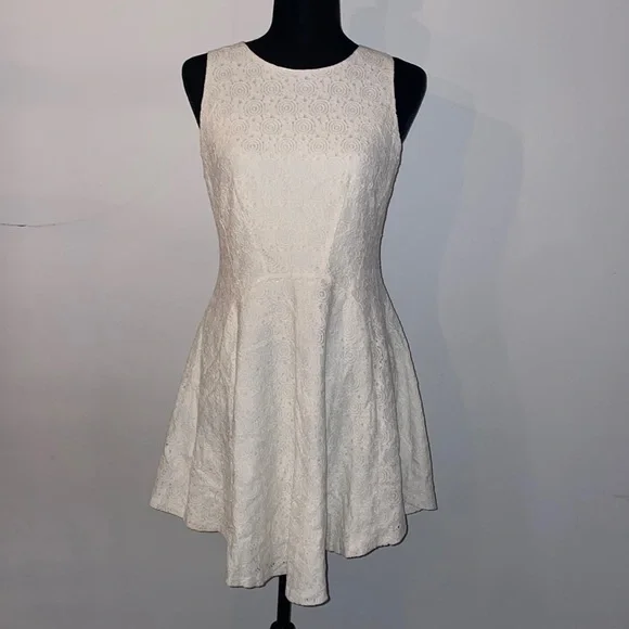 aqua eyelet mini dress Aqua Women's Eyelet Mini Dress - Exclusive - Blue - Size M
